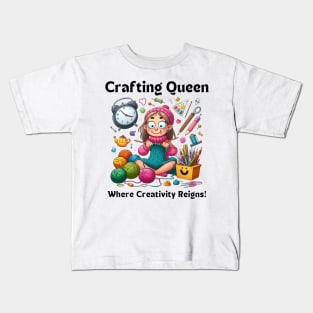 Crafting Queen:  Where Creativity Reigns Knitting Kids T-Shirt